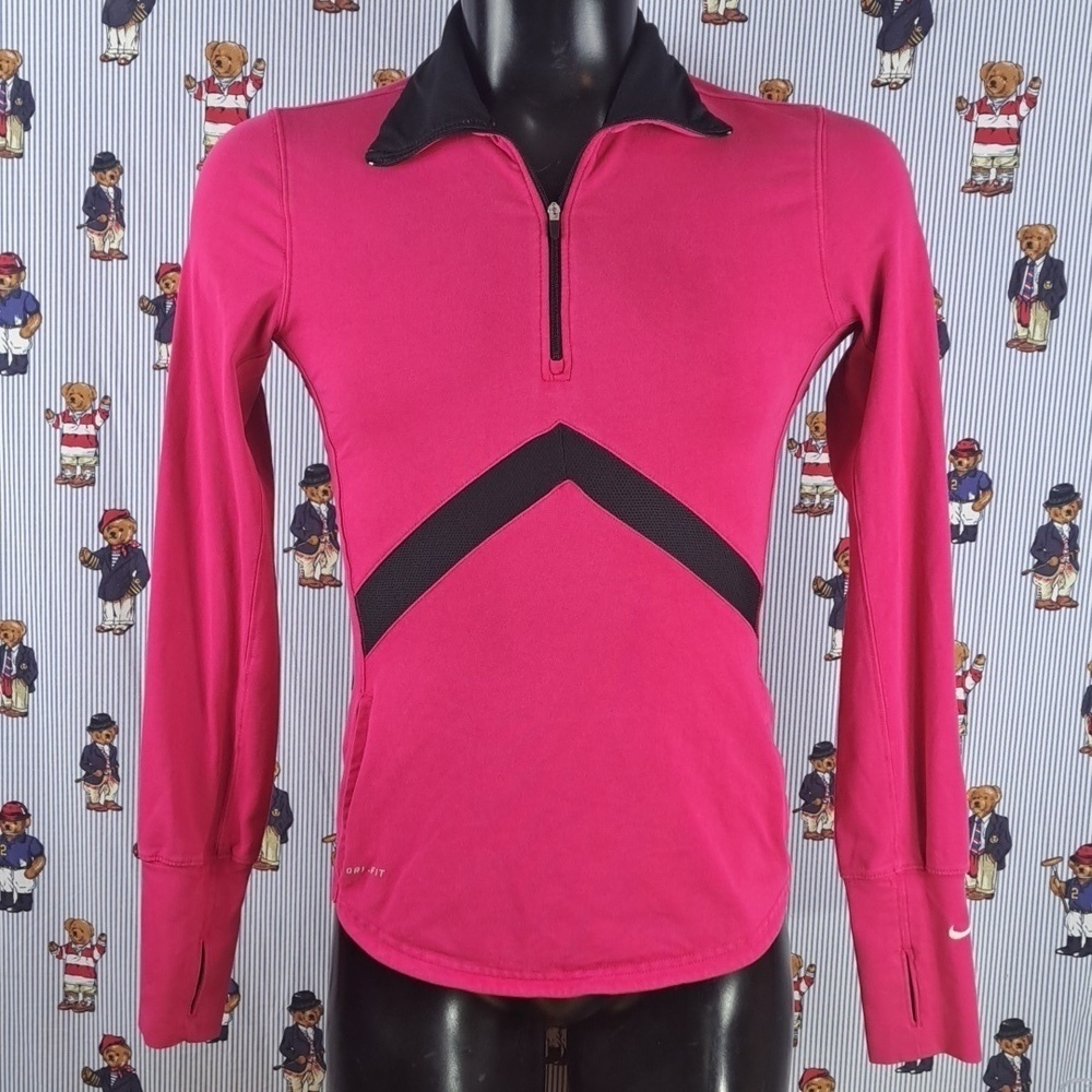 Nike Dri-Fit active wear half zip women's med raspberry running pullover shirt